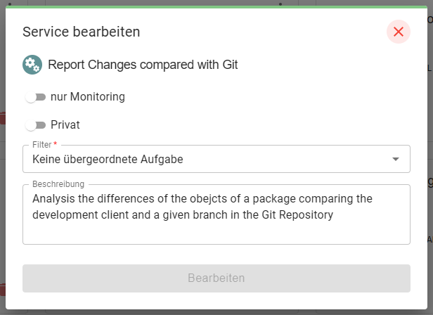 Dialog zum Bearbeiten eines Service