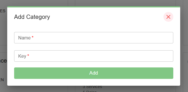 Dialog for adding a category