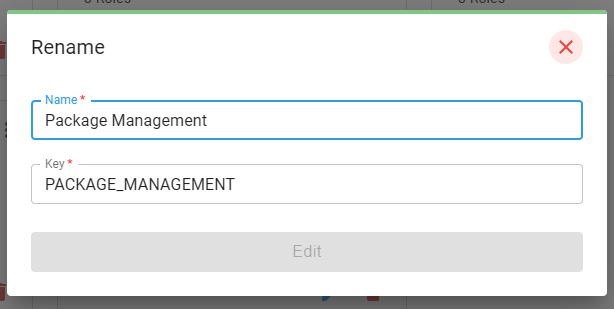 Dialog for edit a category