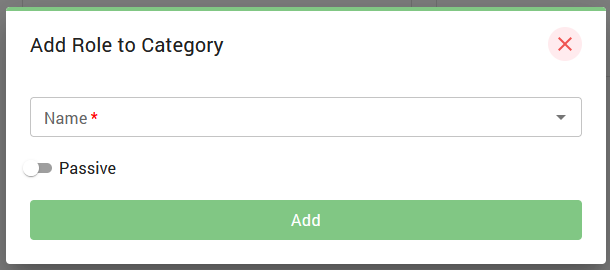 Dialog for adding a role to a category