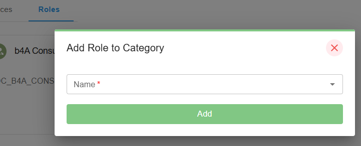 Dialog for adding a role to a category
