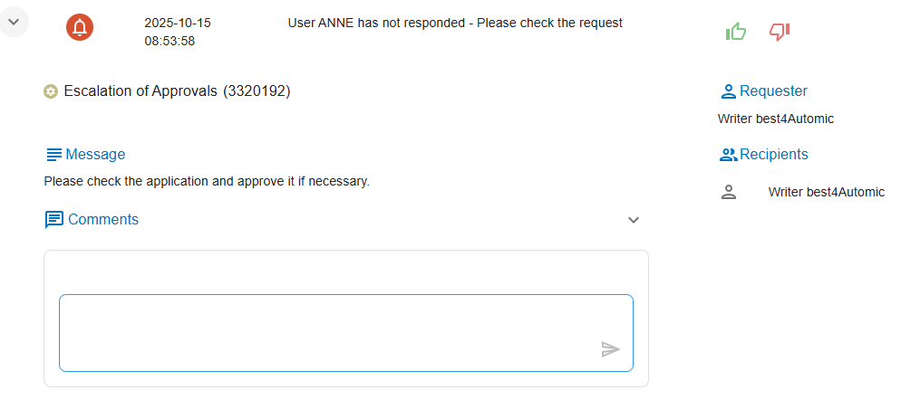 Display of an approval