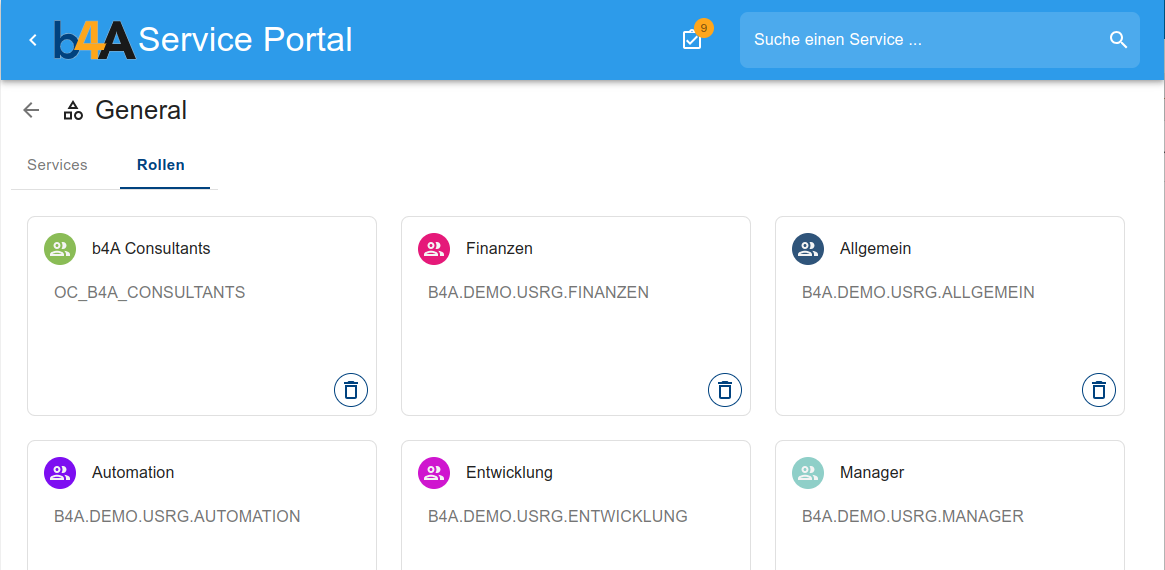 Liste der Rollen, die der Kategorie zugeordnet sind