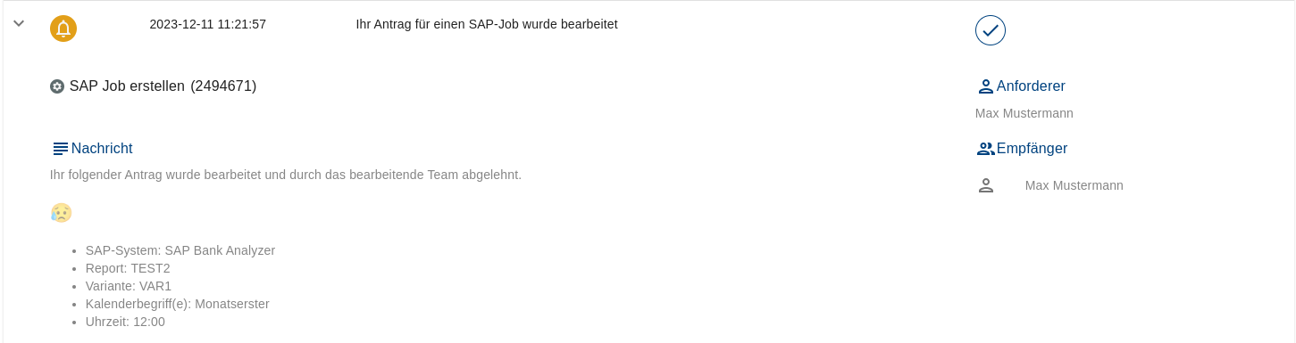 Darstellung einer Benachrichtigung